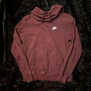 Nike funnel neck hoodie in a heathered maroon size Small